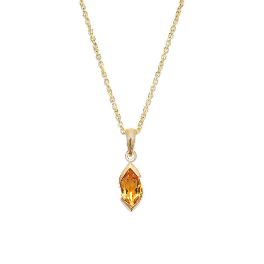 Unique Ladies Gold Plated Marquise Citrine Necklace