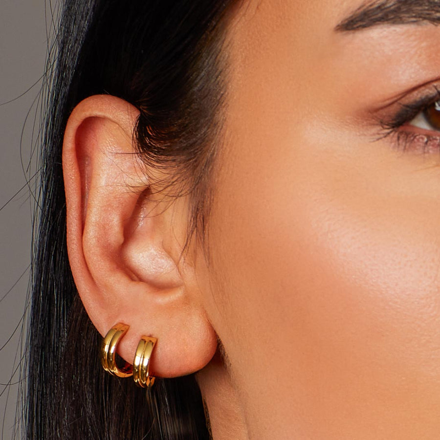 Kit Heath Gold Plated Central Groove Hoop Earrings