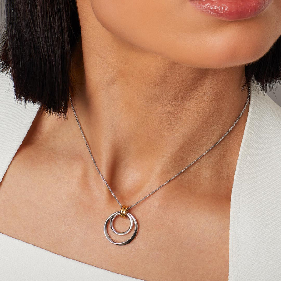 Kit Heath Two-Tone Double Bevel Circle Pendant and Chain