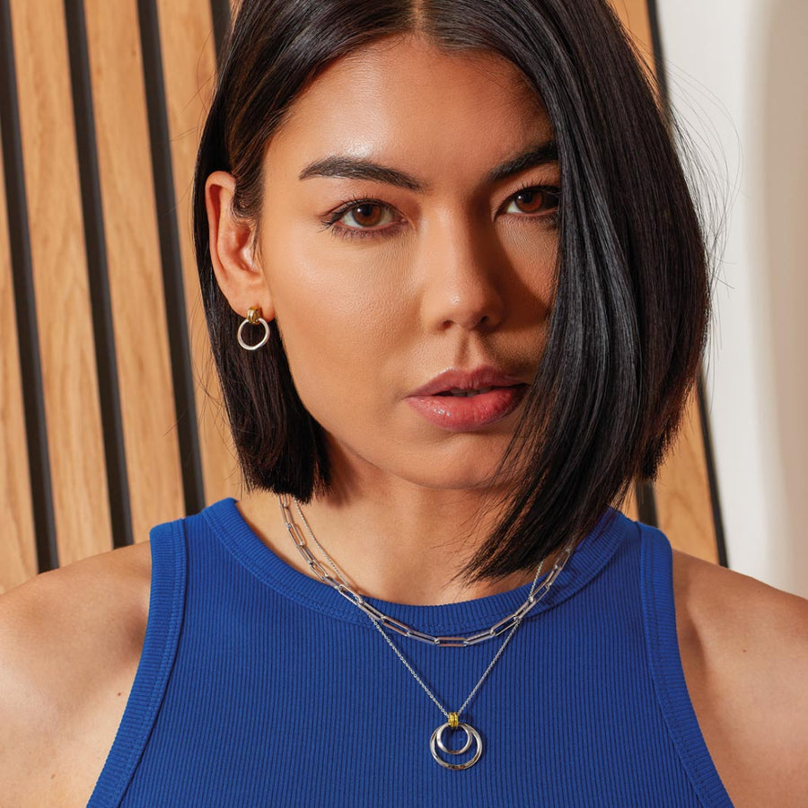 Kit Heath Two-Tone Double Bevel Circle Pendant and Chain