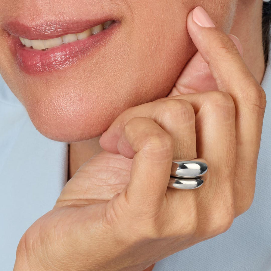 Kit Heath Sterling Silver Plain 'Coast Pebble' Polished Ring