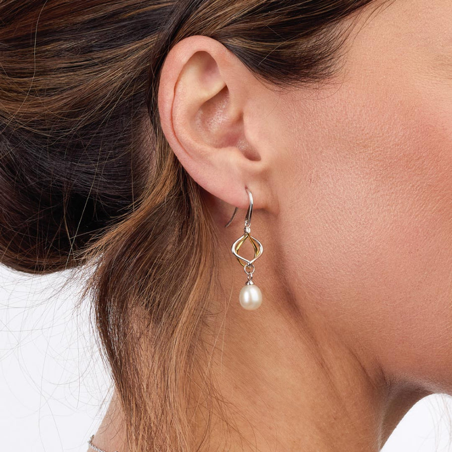 Kit Heath Two-Tone Alicia Golden Pearl Drop Earrings