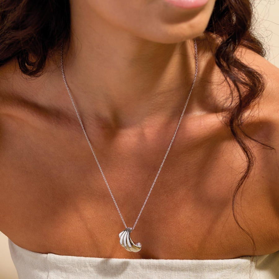 Kit Heath Silver Large Shell Wave Pendant & Chain Necklace