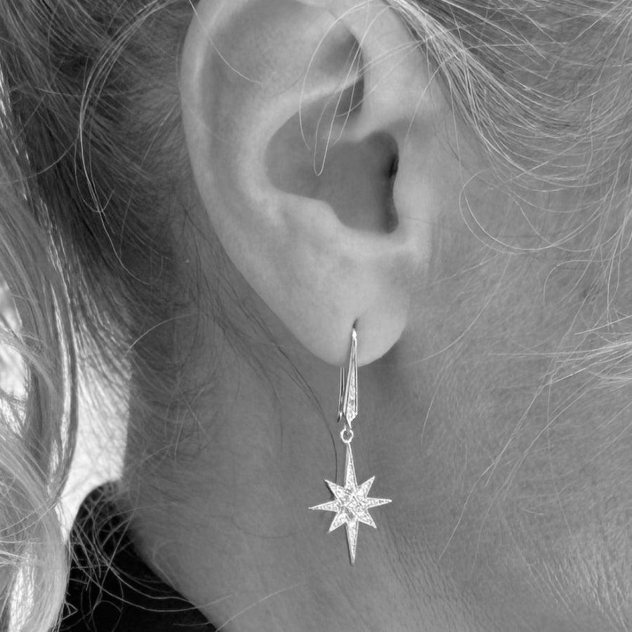 Kit Heath Silver Celeste North Star Limited Edition Drop Earrings