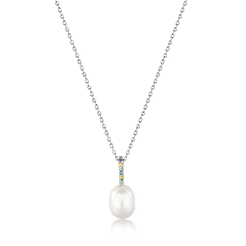 Ania Haie Sterling Silver Multi-CZ & Pearl Drop Pendant Necklace