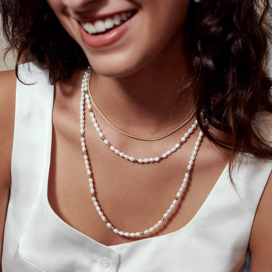 Ania Haie Sterling Silver Pearl & Cubic Zirconia Slider Necklace