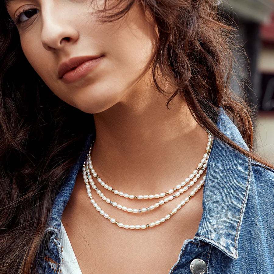 Ania Haie Sterling Silver Pearl & Cubic Zirconia Slider Necklace