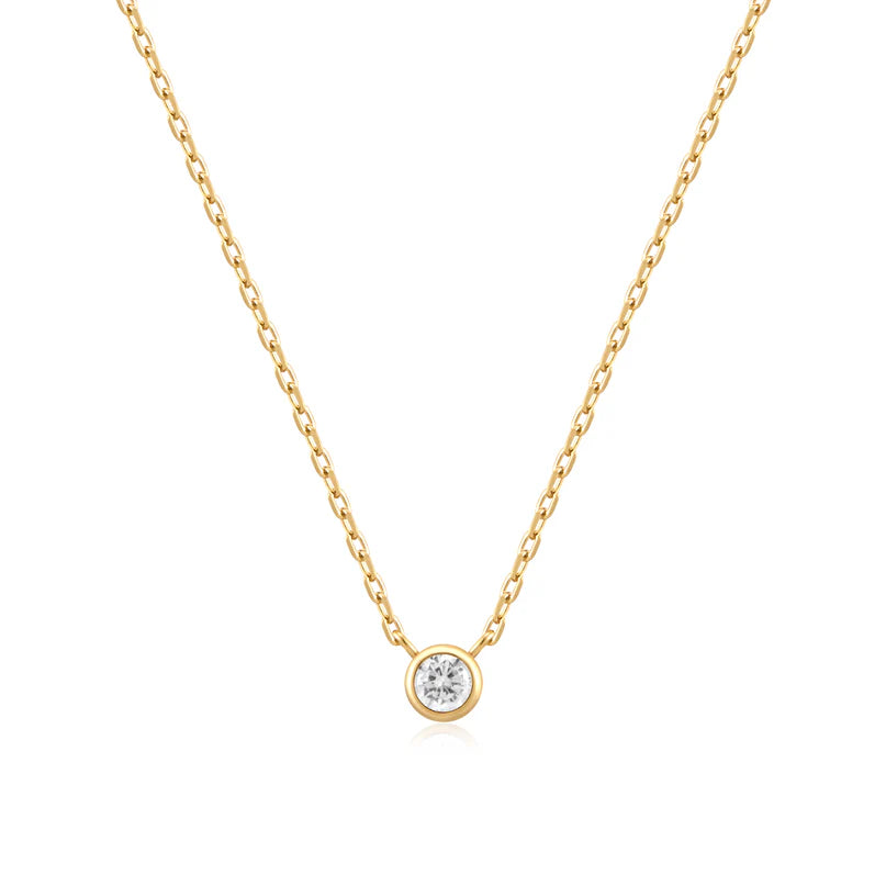 Ania Haie Gold Plated Round Solitaire Cubic Zirconia Necklace