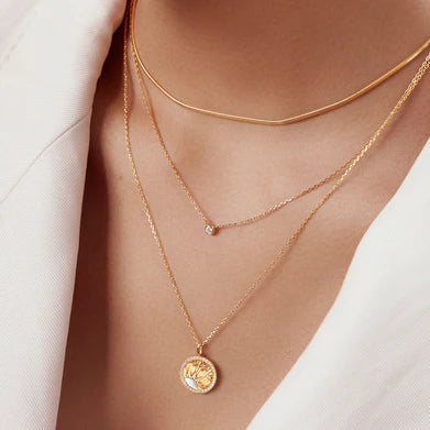 Ania Haie Gold Plated Round Solitaire Cubic Zirconia Necklace