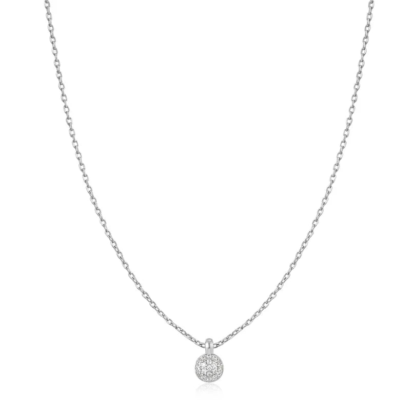 Ania Haie Sterling Silver CZ Pave Sphere Set Pendant & Chain