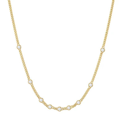 Ania Haie Gold Plated Round Multi CZ Station Curb Necklace