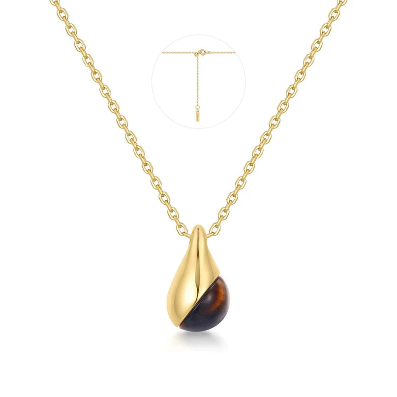 Ania Haie Gold Plated Tigers Eye Droplet Necklace