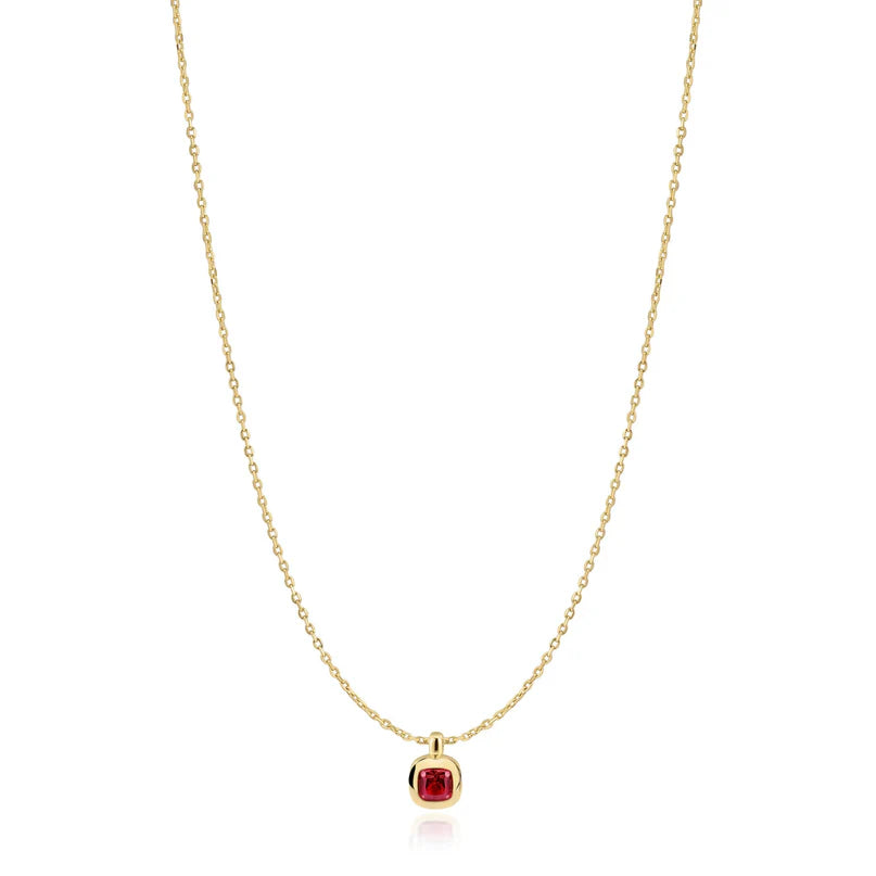 Ania Haie Gold Plated Crimson CZ Solitaire Necklace