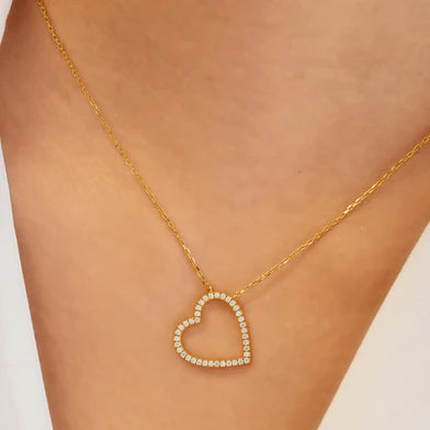 Ania Haie Gold Plated CZ Open Heart Necklace