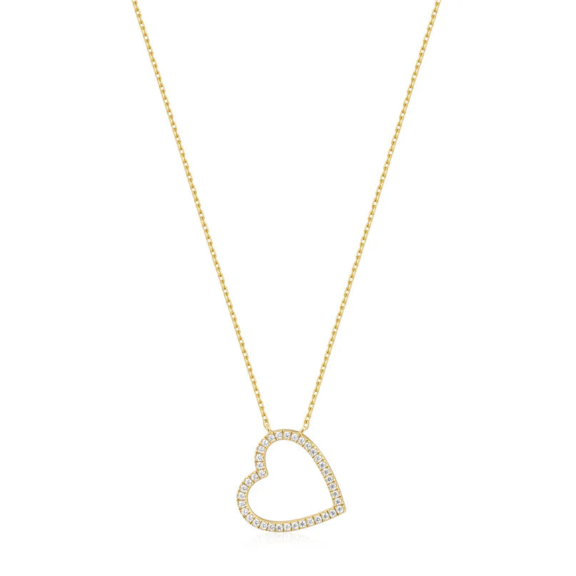 Ania Haie Gold Plated CZ Open Heart Necklace