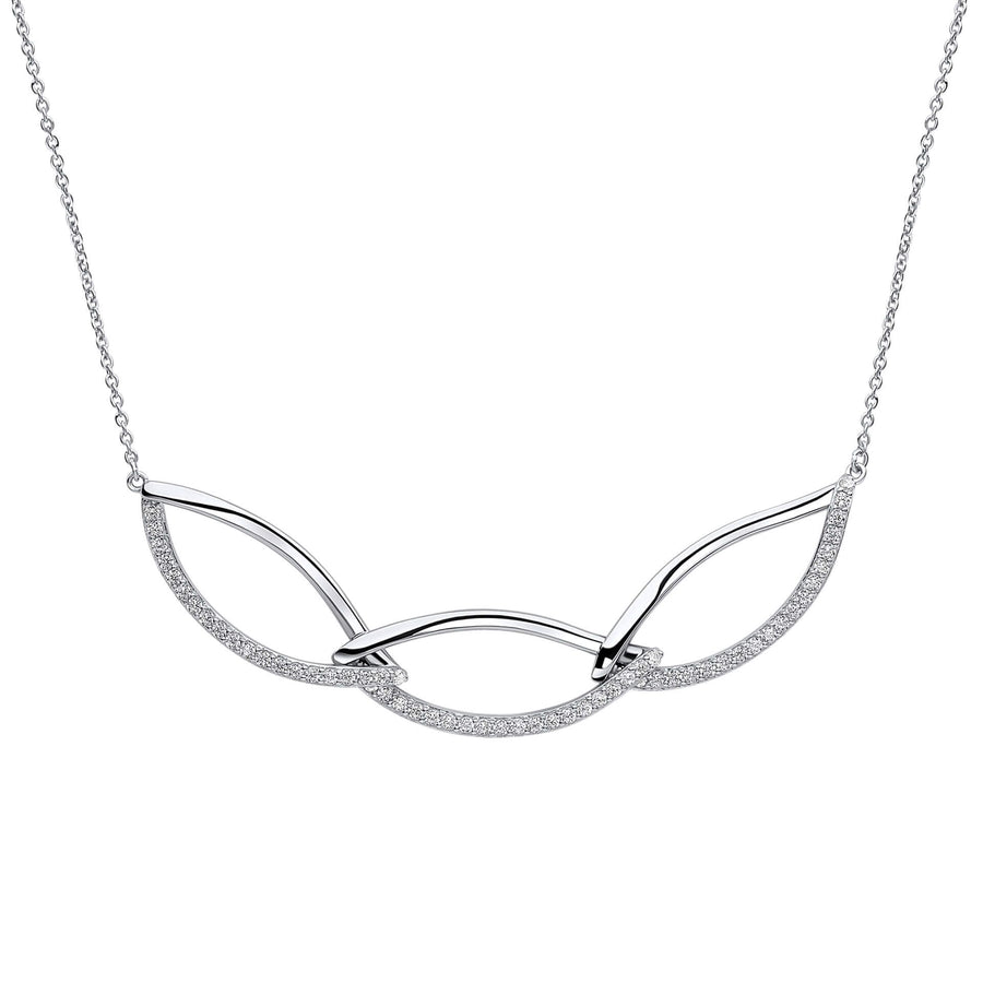 Fiorelli Sterling Silver CZ Navette Link & Chain Necklace