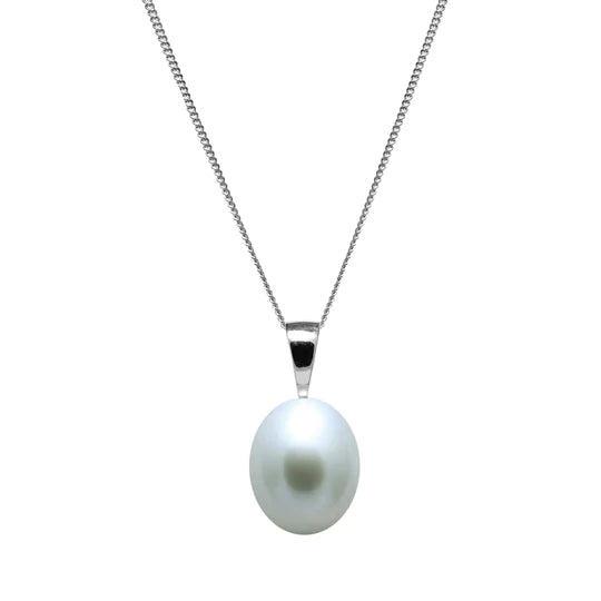 Sterling Silver 9mm Grey Teardrop FWP Pendant