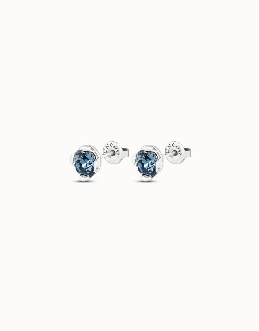 Silver Plated Blue Crystal 8mm Stud Earrings