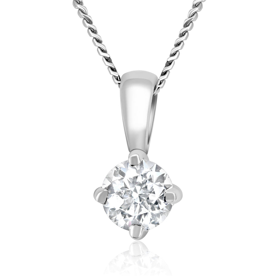Platinum 0.25ct Diamond Solitaire Pendant with Adjustable Chain