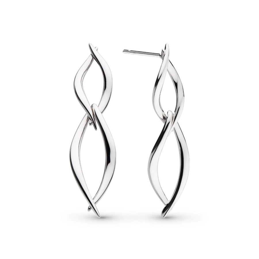 Kit Heath Sterling Silver Double 'Entwine' Open Link Drop Earrings