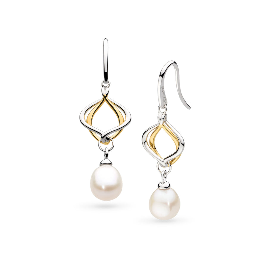 Kit Heath Two-Tone Alicia Golden Pearl Drop Earrings
