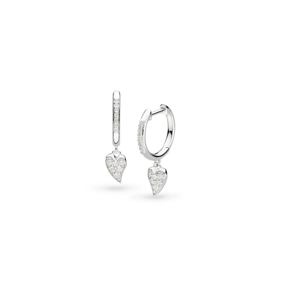 Kit Heath Sterling Silver CZ Heart Dropper Hoop Earrings