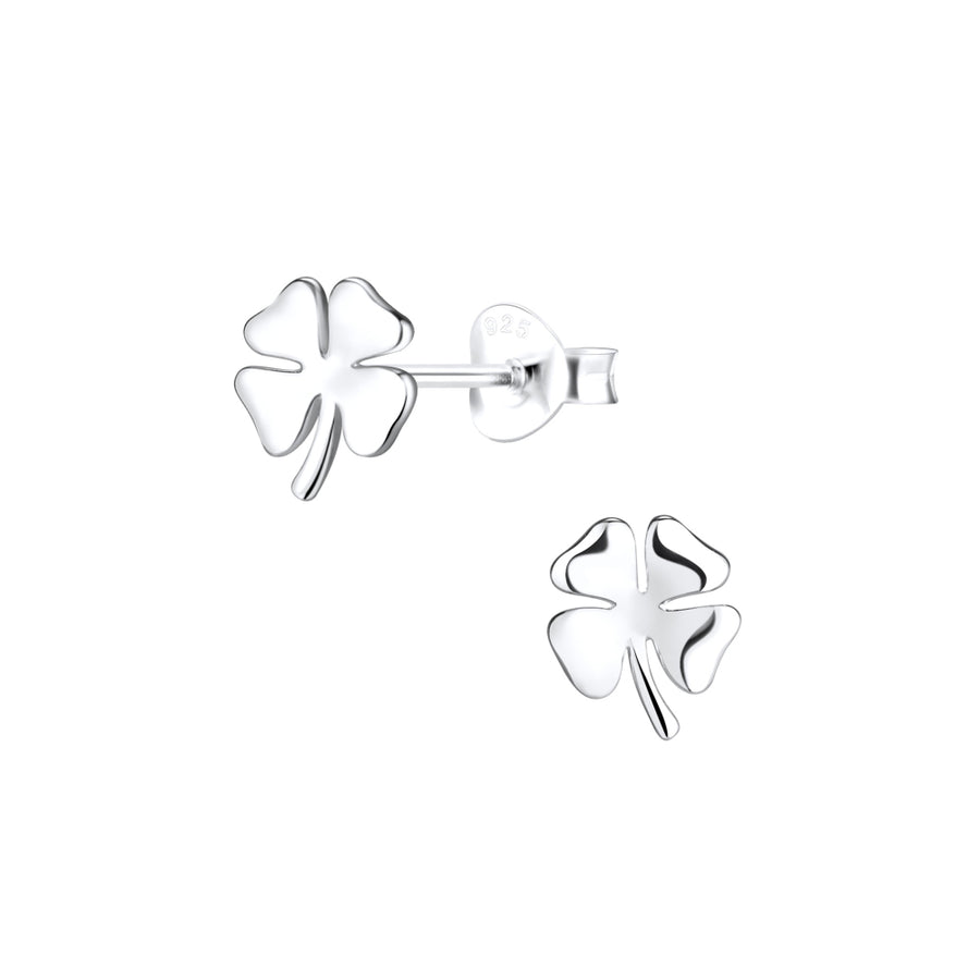 Sterling Silver Polished Clover Stud Earrings