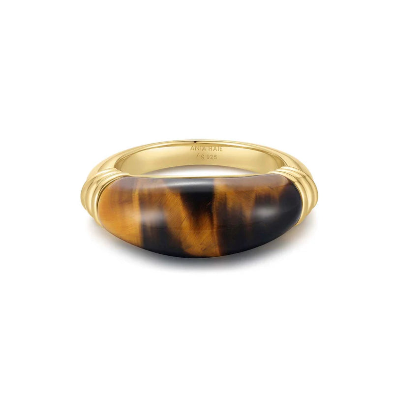Ania Haie Gold Plated Tigers Eye Statement Ring