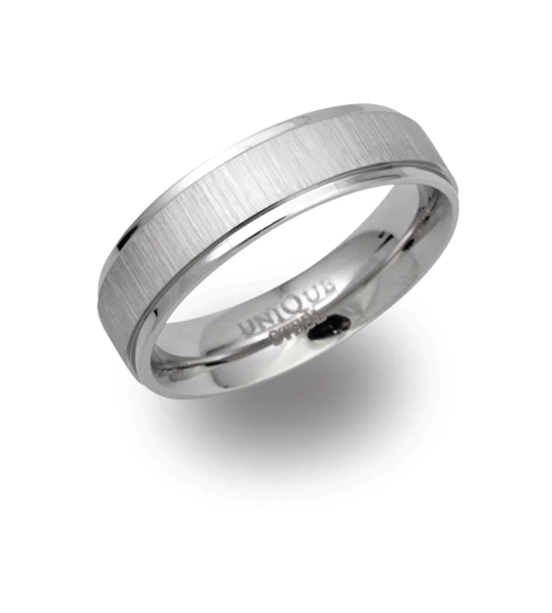 Unique Brushed Steel Center Ring