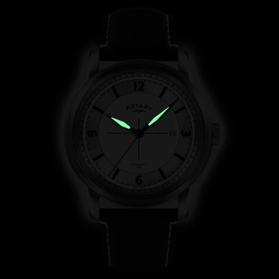 Rotary Steel Gents Suede Black Heritage Date Window Watch