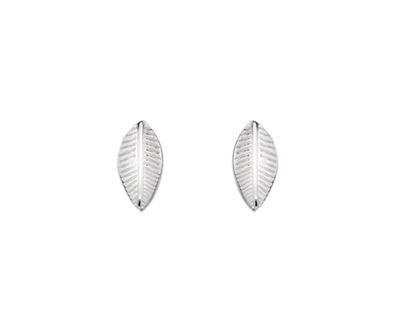 Sterling Silver Leaf Design Stud Earrings