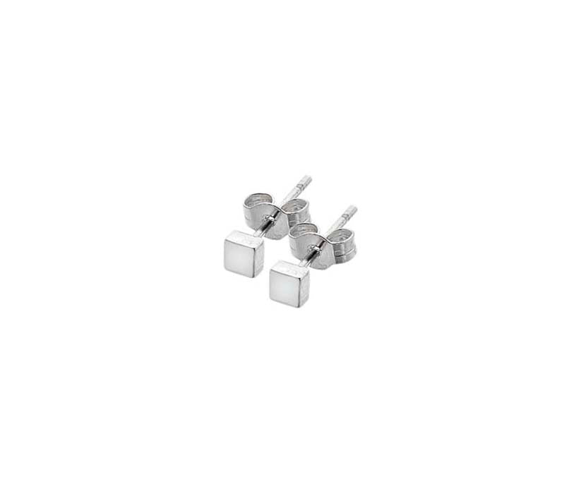 Sterling Silver 3mm Cube Stud Earrings