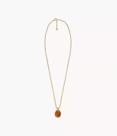 Skagen Yellow-Tone Orange Honey Sea Glass Necklace