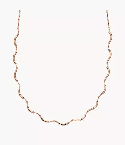Skagen Rose-Tone Wavy Link Necklace