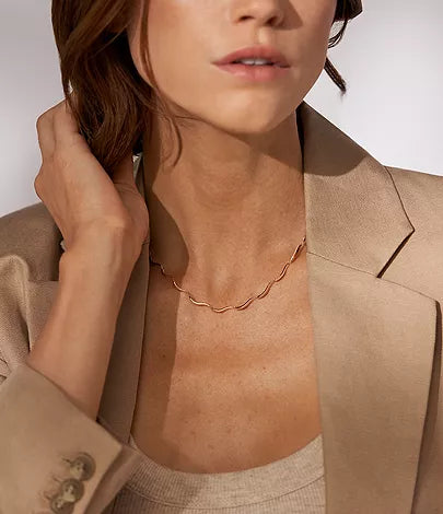 Skagen Rose-Tone Wavy Link Necklace