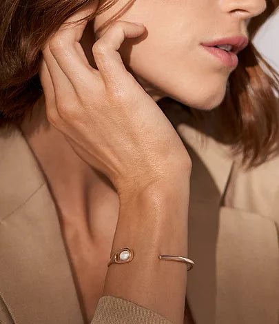 Skagen Rose-Tone Shell Pearl Cuff Bracelet