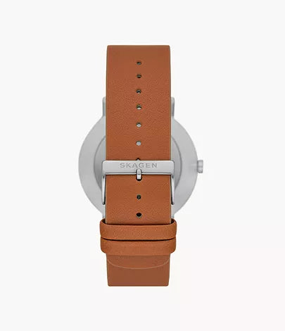 Skagen Gents Steel Sub-Second Window Tan Leather Watch