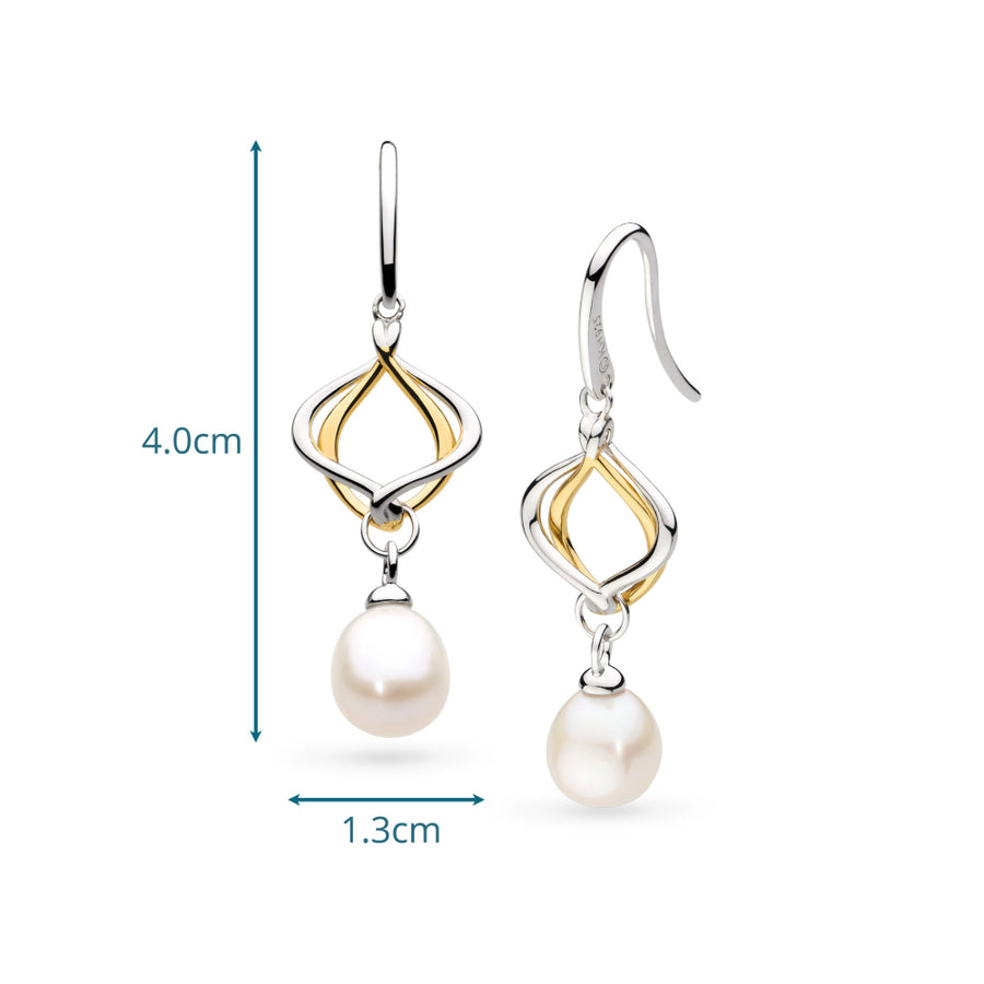 Kit Heath Two-Tone Alicia Golden Pearl Drop Earrings