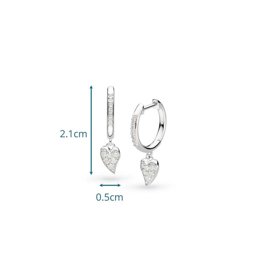 Kit Heath Sterling Silver CZ Heart Dropper Hoop Earrings
