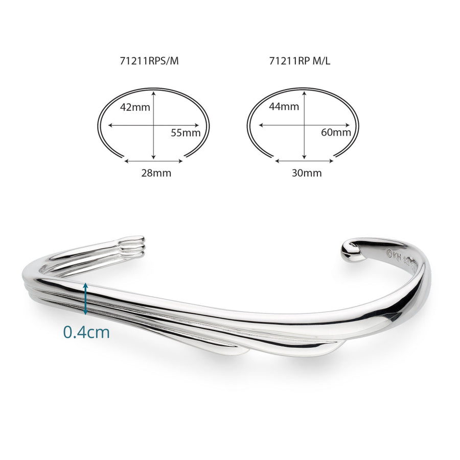 Kit Heath Sterling Silver Océane Shell Wave Cuff Bangle