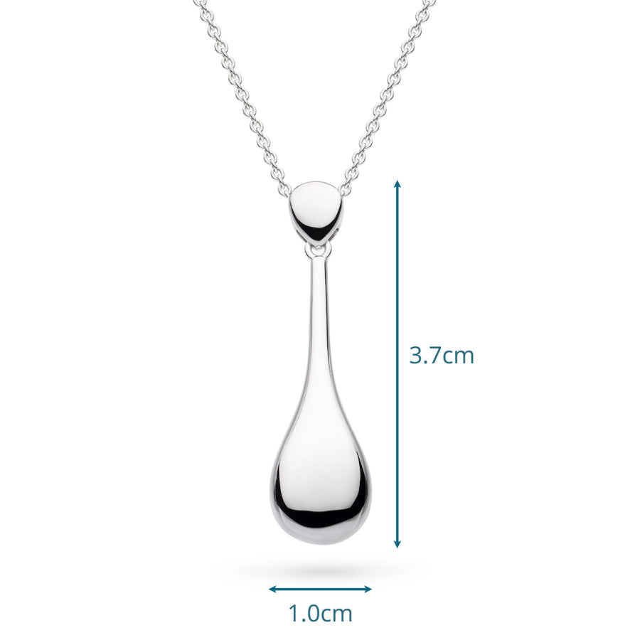 Kit Heath Silver Coast Pebble Elegant Long Drop Necklace