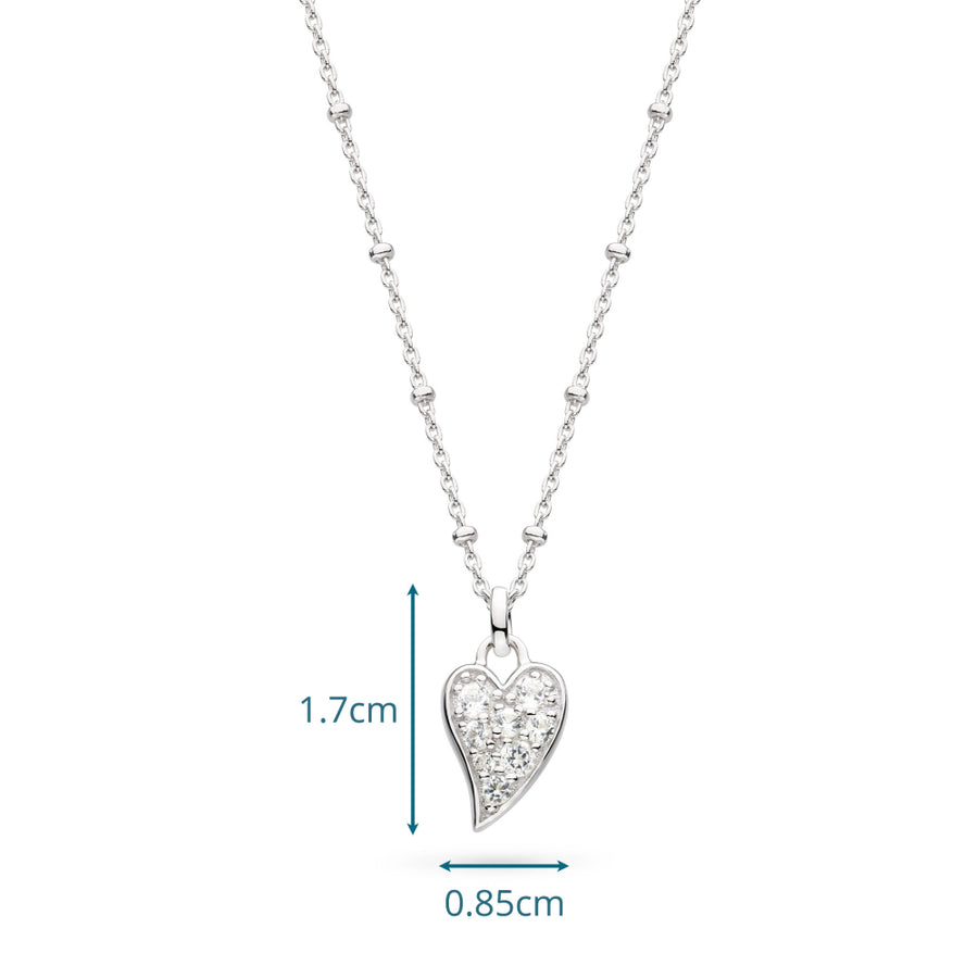 Kit Heath Sterling Silver White Topaz Heart Pendant & Beaded Chain