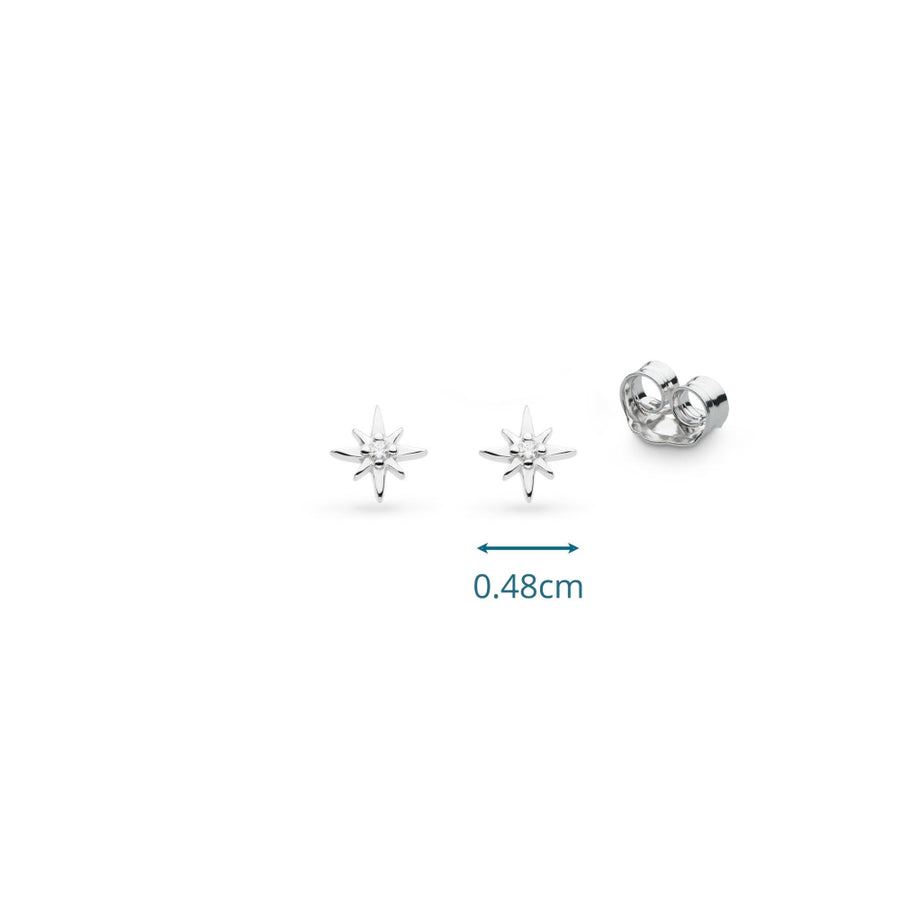 Kit Heath Sterling Silver Small CZ North Star Stud Earrings