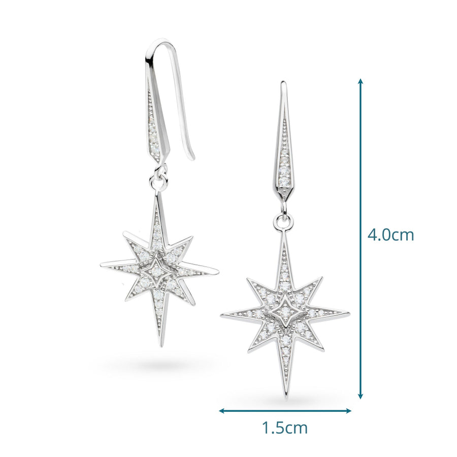 Kit Heath Silver Celeste North Star Limited Edition Drop Earrings