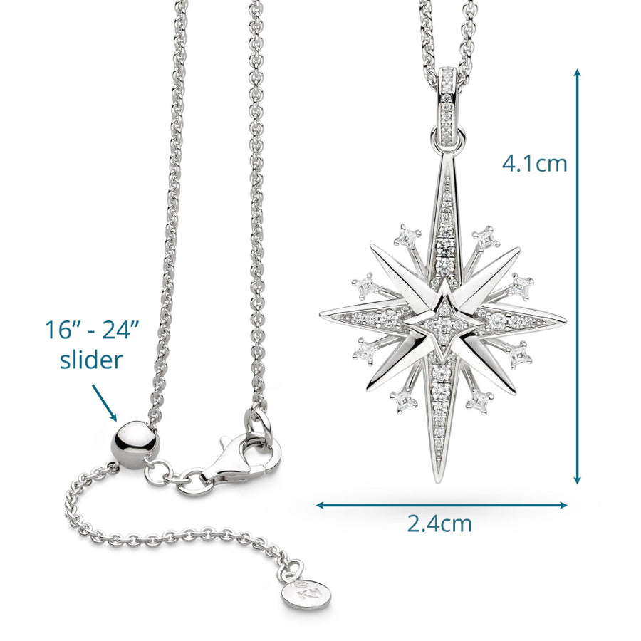 Kit Heath Silver CZ Limited Edition Celeste North Starburst Slider Necklace