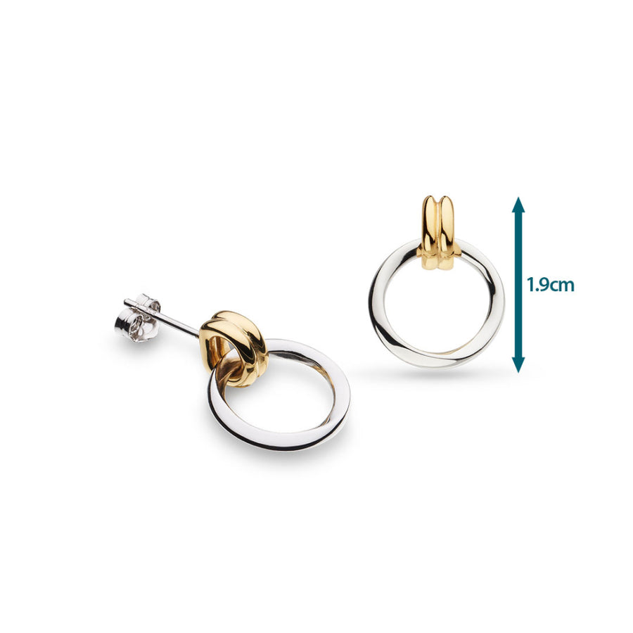 Kit Heath Sterling Silver & Yellow Gold Circle Bevel Drop Earrings