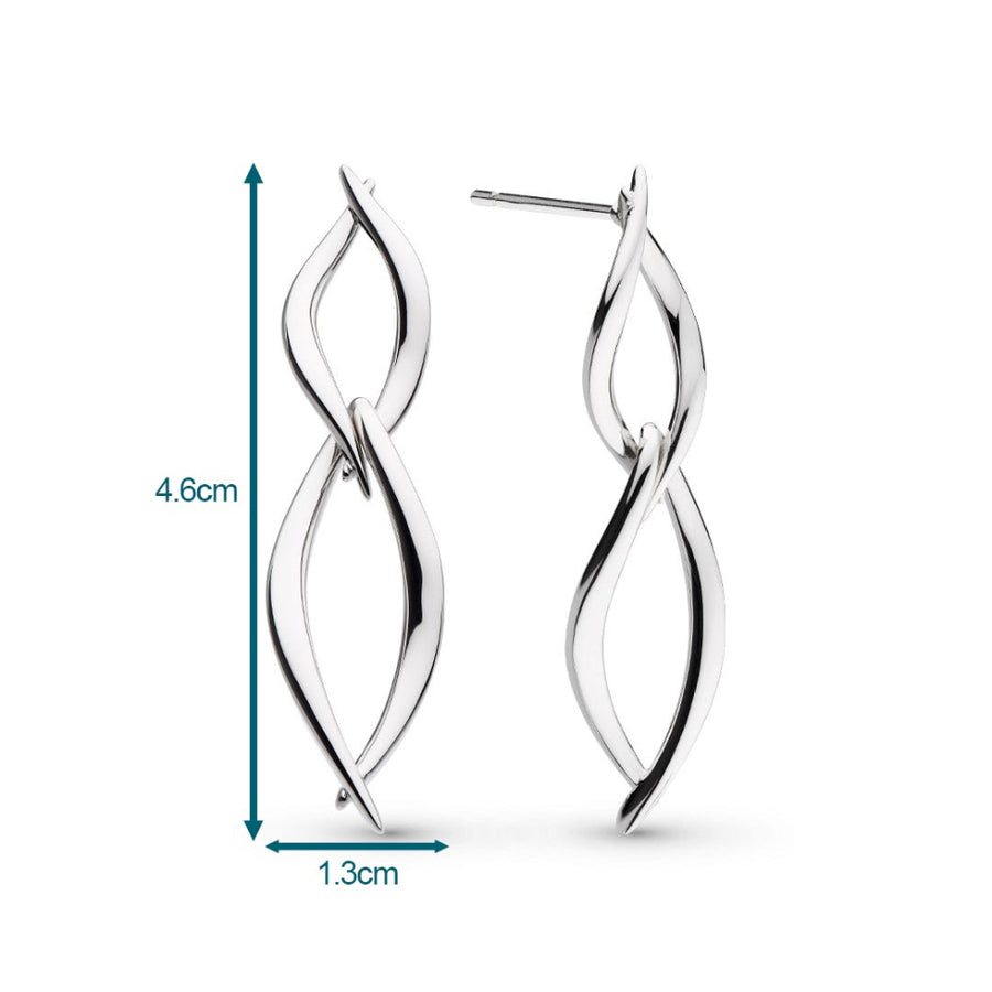 Kit Heath Sterling Silver Double 'Entwine' Open Link Drop Earrings