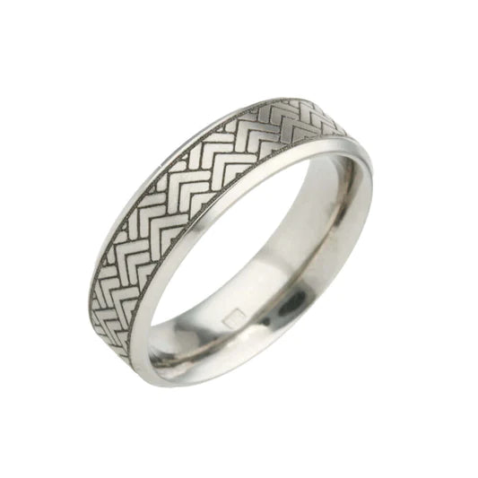 Titanium Herringbone Wedding Ring