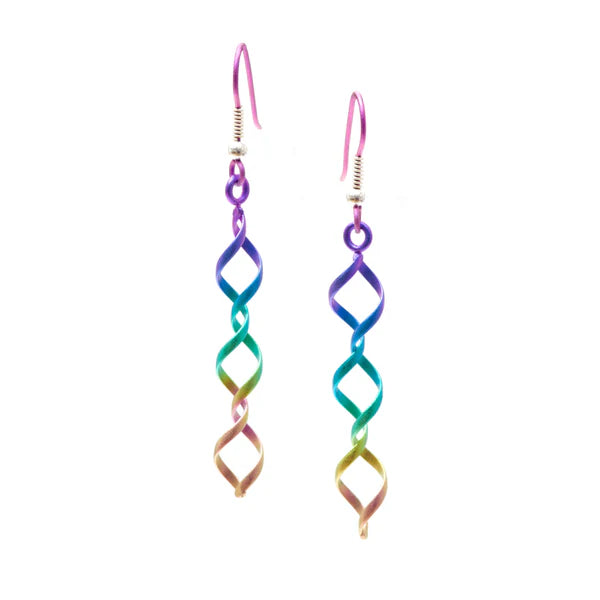 Titanium Rainbow Wirework Open Twist Drop Earrings