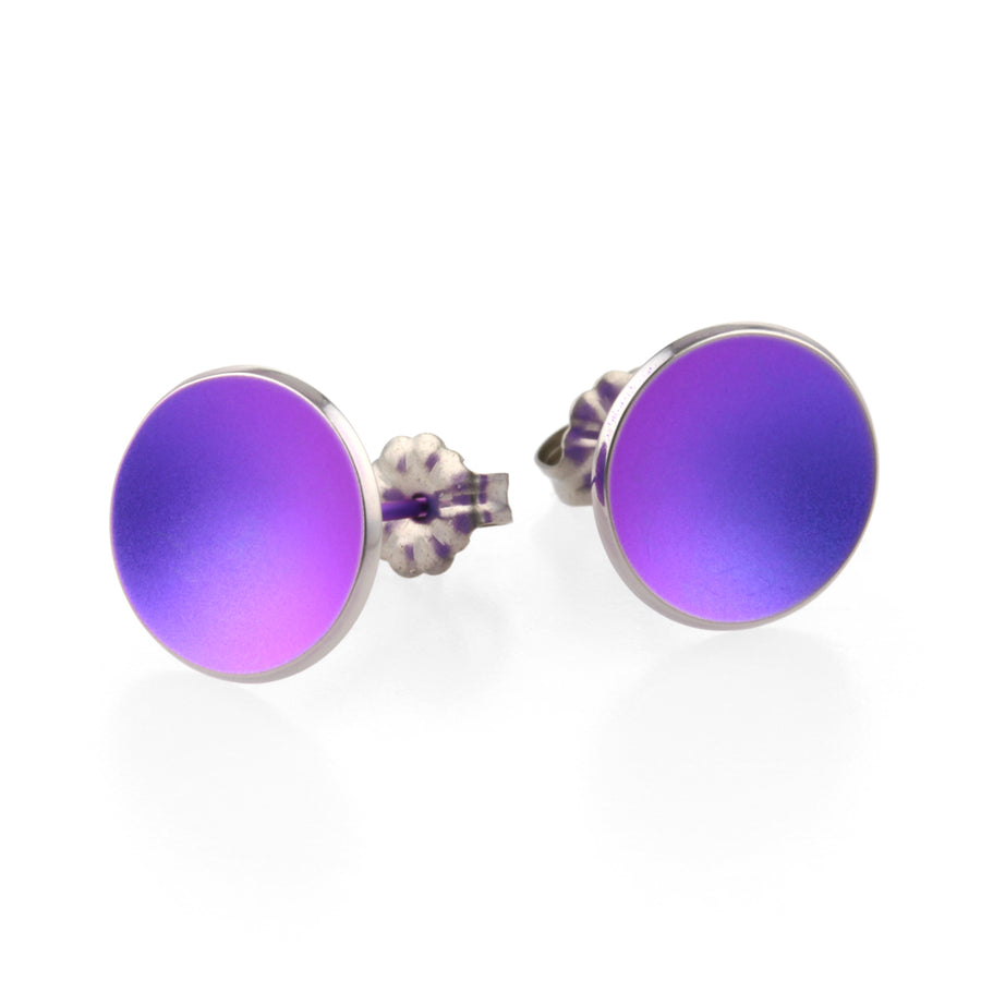 Titanium Purple Round Dome Stud Earrings